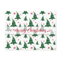 Grüne Weihnachtsbäume und rote Schneeflocken Muste