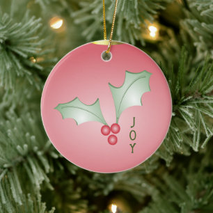 Grüne Weihnachtsbäume von Holly Light Pink Keramik Ornament