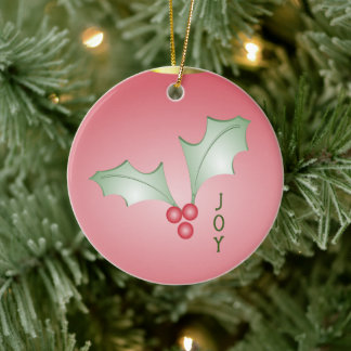 Grüne Weihnachtsbäume von Holly Light Pink Keramik Ornament