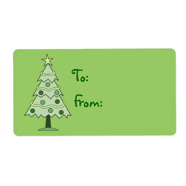 Grüne Weihnachtsbaume Weihnachtsgeschenke Etikette (Vorne)