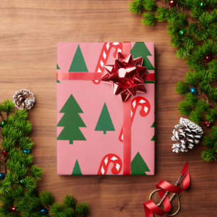 Grüne Weihnachtsbäume Weihnachtsstöcke Geschenkpapier