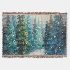 Grüne Weihnachtsbäume Winterwald Decke
