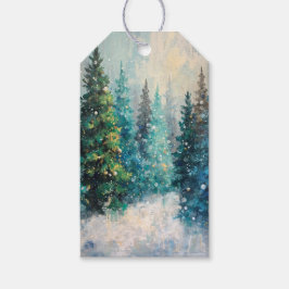 Grüne Weihnachtsbäume Winterwald Geschenkanhänger