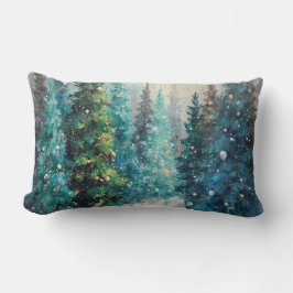 Grüne Weihnachtsbäume Winterwald Lendenkissen