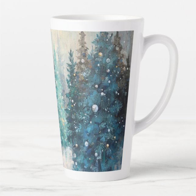 Grüne Weihnachtsbäume Winterwald Milchtasse (Rechts)
