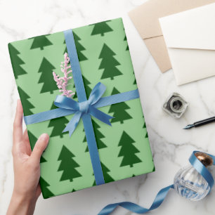 Grüne Weihnachtsbäume Wrackpapier Geschenkpapier
