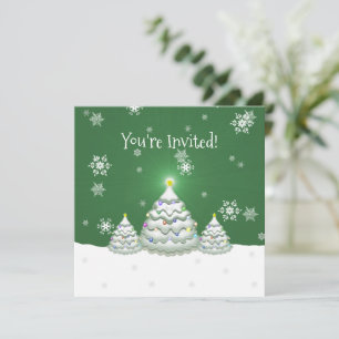 Grüne Weihnachtsbaumeinladung Einladung