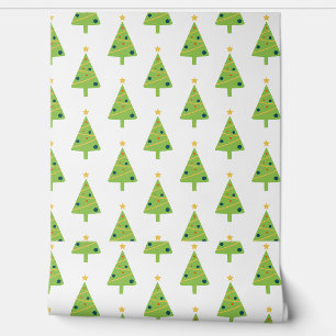 Grüne Weihnachtsbaumen auf Weiß Tapete