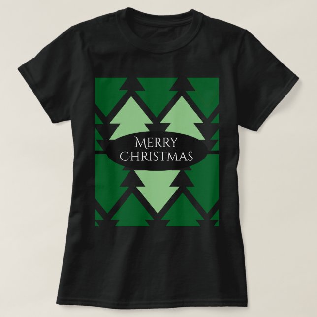 Grüne Weihnachtsbaumen Weihnachtsschwarz T-Shirt (Design vorne)