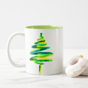 Grüne Weihnachtsbaumfarbe Zweifarbige Tasse