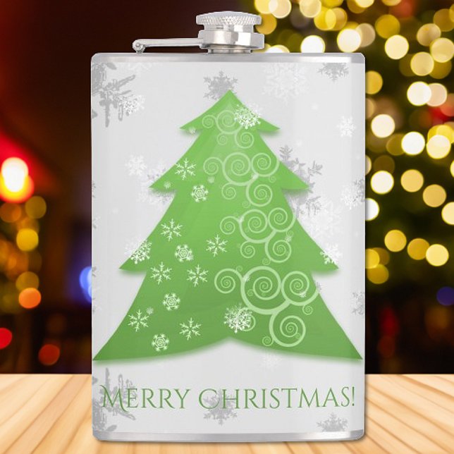 Grüne Weihnachtsbaumflasche Flachmann (Green Festive Christmas Tree Flask)