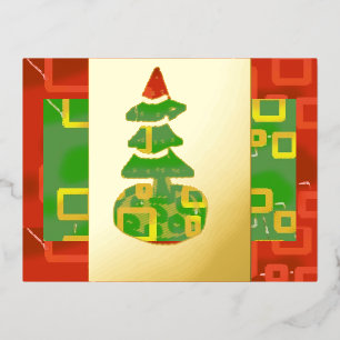 Grüne Weihnachtsbaumfolie Feiertags-Postkarte Folien Feiertagspostkarte