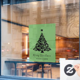 Grüne Weihnachtsbaumgestaltung Fensteraufkleber