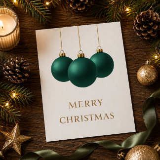 Grüne Weihnachtsbaumkugeln Feiertags-Grußkarte Karte