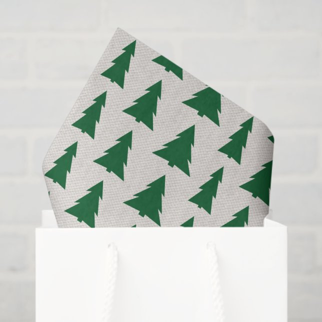 Grüne Weihnachtsbaummuster auf Beige Imitate Textu Seidenpapier (Geschenktüte)