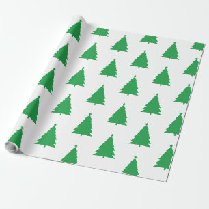 Grüne Weihnachtsbaummuster auf Weiß Geschenkpapier