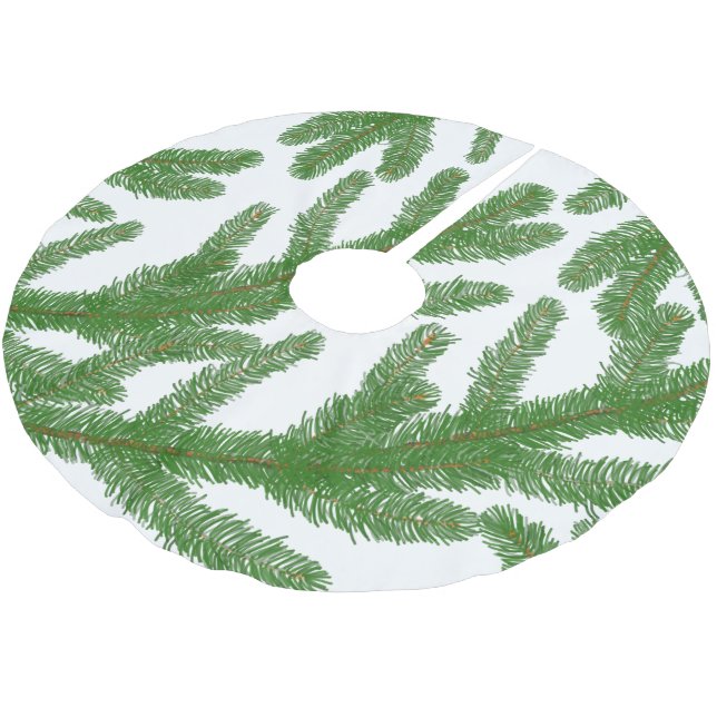Grüne Weihnachtsbaumzweige Polyester Weihnachtsbaumdecke (Schrägansicht)