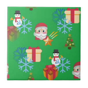 Grüne Weihnachtsemoji Fliese