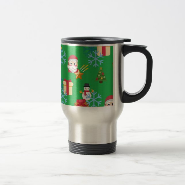 Grüne Weihnachtsemoji Reisebecher (Rechts)