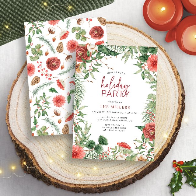 Grüne Weihnachtsfeier Einladung (Greenery Christmas Holiday Party Invitation
)