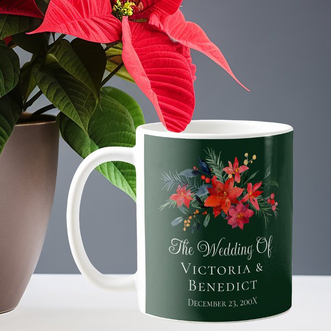 Grüne Weihnachtsfeier Poinsettia Blumenhochzeit Ke Kaffeetasse (Von Creator hochgeladen)