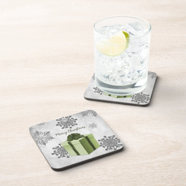 Grüne Weihnachtsgeschenk-Coaster Getränkeuntersetzer (Rechte Seite)