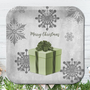 Grüne Weihnachtsgeschenkplatte Pappteller