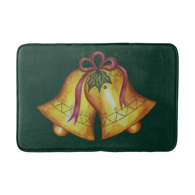 Grüne Weihnachtsglocken Bath Mat Bad Rug Dekoratio Badematte (Vorderseite)