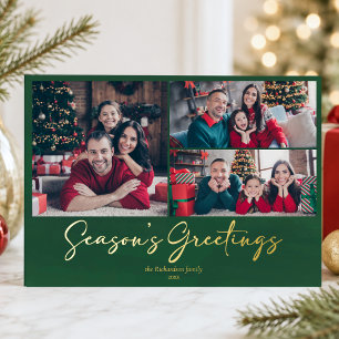 Grüne Weihnachtsgrüße 3 Foto-Saison Folien Feiertagskarte