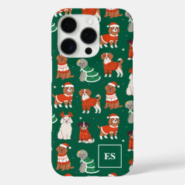 Grüne Weihnachtshunde Personalisierte Girl Monogra iPhone 16 Pro Hülle