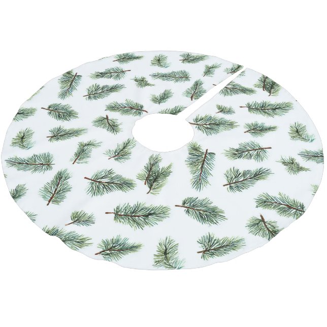 Grüne Weihnachtskiefer Polyester Weihnachtsbaumdecke (Schrägansicht)