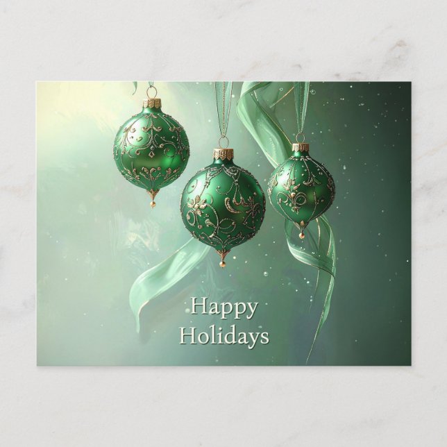 Grüne Weihnachtskugel Feiertags-Postkarte Postkarte (Vorderseite)