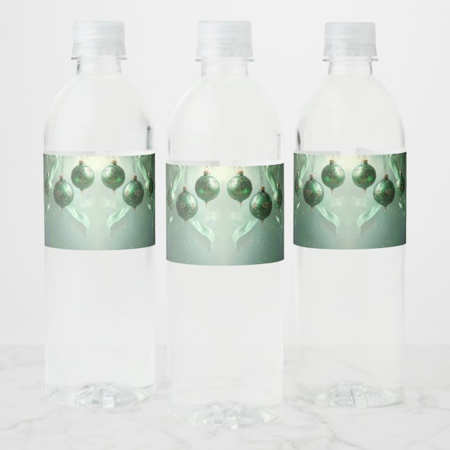 Grüne Weihnachtskugel Wasserflaschenetikett (Flaschen)