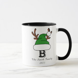 Grüne Weihnachtsmannmütze Monogram Weihnachten Tasse