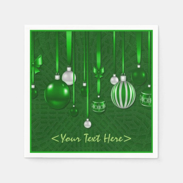 Grüne Weihnachtsschmuck Napkins Serviette (Vorderseite)