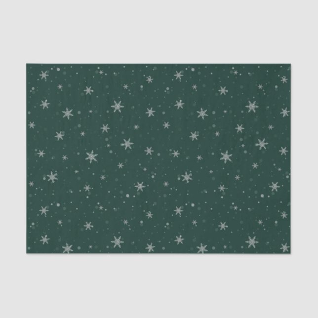 Grüne Weihnachtsschneeflocken Seidenpapier (Vorderseite)