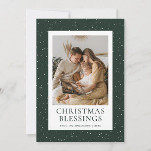 Grüne Weihnachtssegen Schnee Foto Feiertagskarte