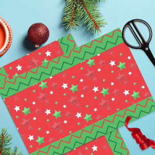 Grüne Weihnachtssteine und Zigzag Streifen Seidenpapier