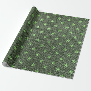 Grüne Weihnachtssterne Jute Geschenkpapier