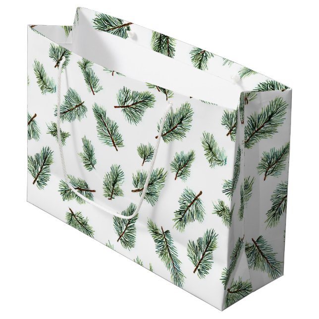 Grüne Weihnachtstanne Große Geschenktüte (Vorderseite Schrägansicht)
