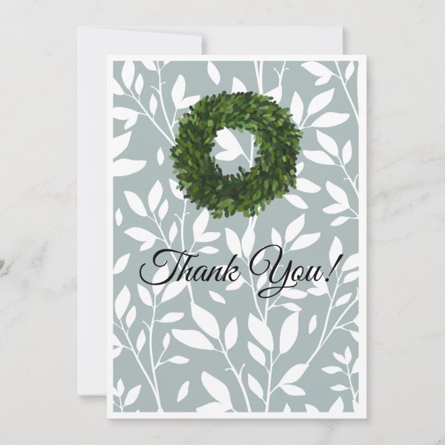 Grüne Weinleine Bauernhof Kranz Landverheiratung Dankeskarte (Vorderseite)