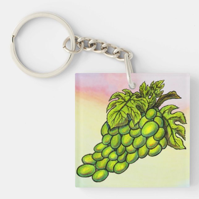 Grüne Weinrebe und Bacchus auf Löwenpadel Schlüsselanhänger (Vorderseite)