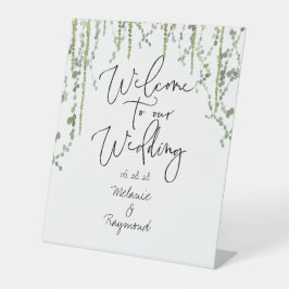 Grüne Weinreben Hochzeit Willkommen bei unserer Ho Sockelschild