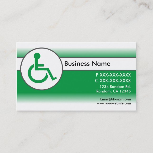Grüne weiße, behindertengerechte Visitenkarten Visitenkarte (Vorderseite)