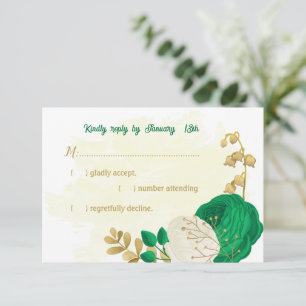 Grüne weiße Blume, botanische Hochzeit RSVP Karte