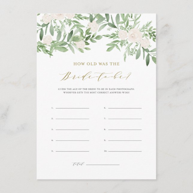 Grüne weiße Blume wie alt war die Braut zu sein Begleitkarte (Vorderseite)
