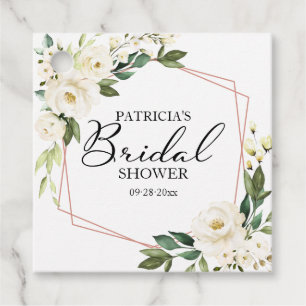 Grüne Weiße Blumen Geometrische Hochzeitsdusche Fa Geschenkanhänger