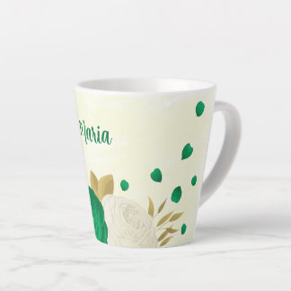 grüne weiße Blumen gold botanische Hochzeit Milchtasse