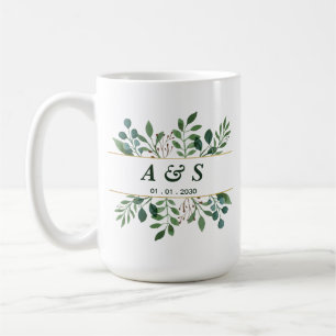 Grüne Weiße Blumenhochzeit Kaffeetasse