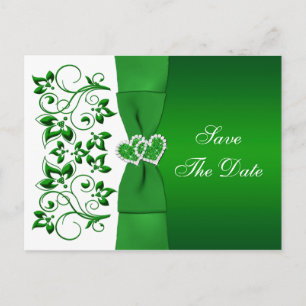 Grüne, weiße Blumenhörnchen Save the Date Postkart Ankündigungspostkarte
